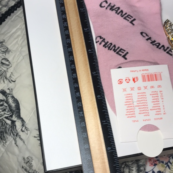 CHANEL Socks & Bag fun Chanel style from off brand store Pink small size 6-7 sz - Picture 7 of 11